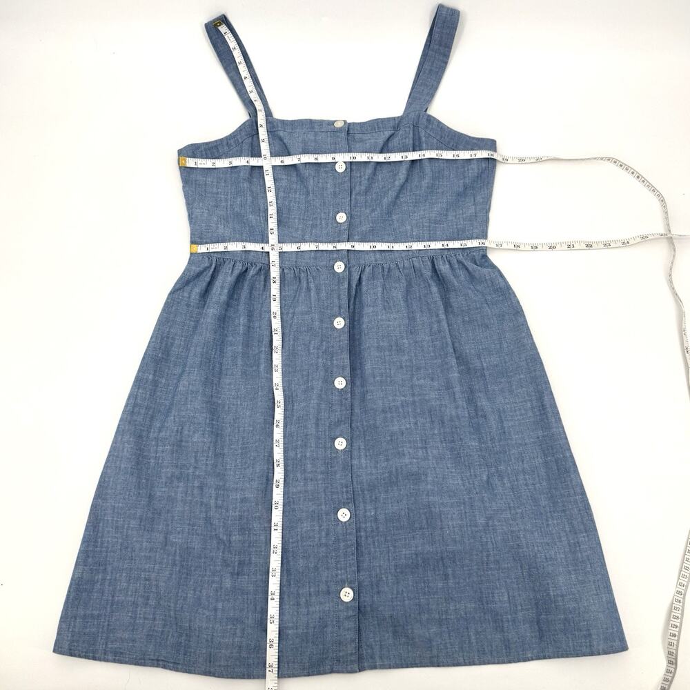 J Crew 100% Cotton Chambray Button Front Sun Dress Size 12 Basic Summer - Picture 7 of 7